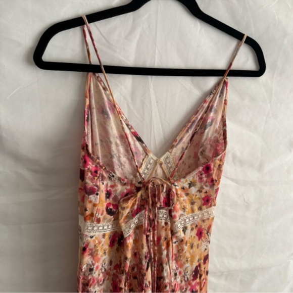 Favorite Daughter The Blackberry Pink Orange Floral Plunge Neckline Dress XL NEW - Picture 10 of 15
